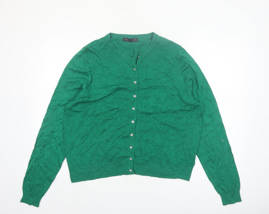Marks and Spencer Womens Green Cardigan UK 20 Crew Neck Knit