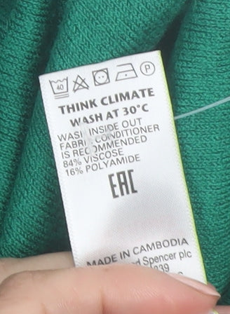 Marks and Spencer Womens Green Cardigan UK 20 Crew Neck Knit