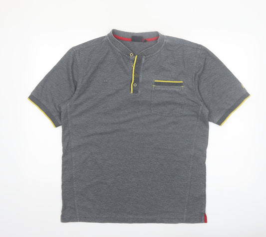 Dimensions Men's Grey Henley Polo Shirt Size M Short Sleeve