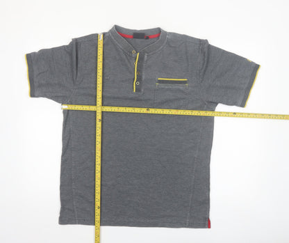 Dimensions Men's Grey Henley Polo Shirt Size M Short Sleeve