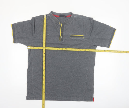Dimensions Men's Grey Henley Polo Shirt Size M Short Sleeve
