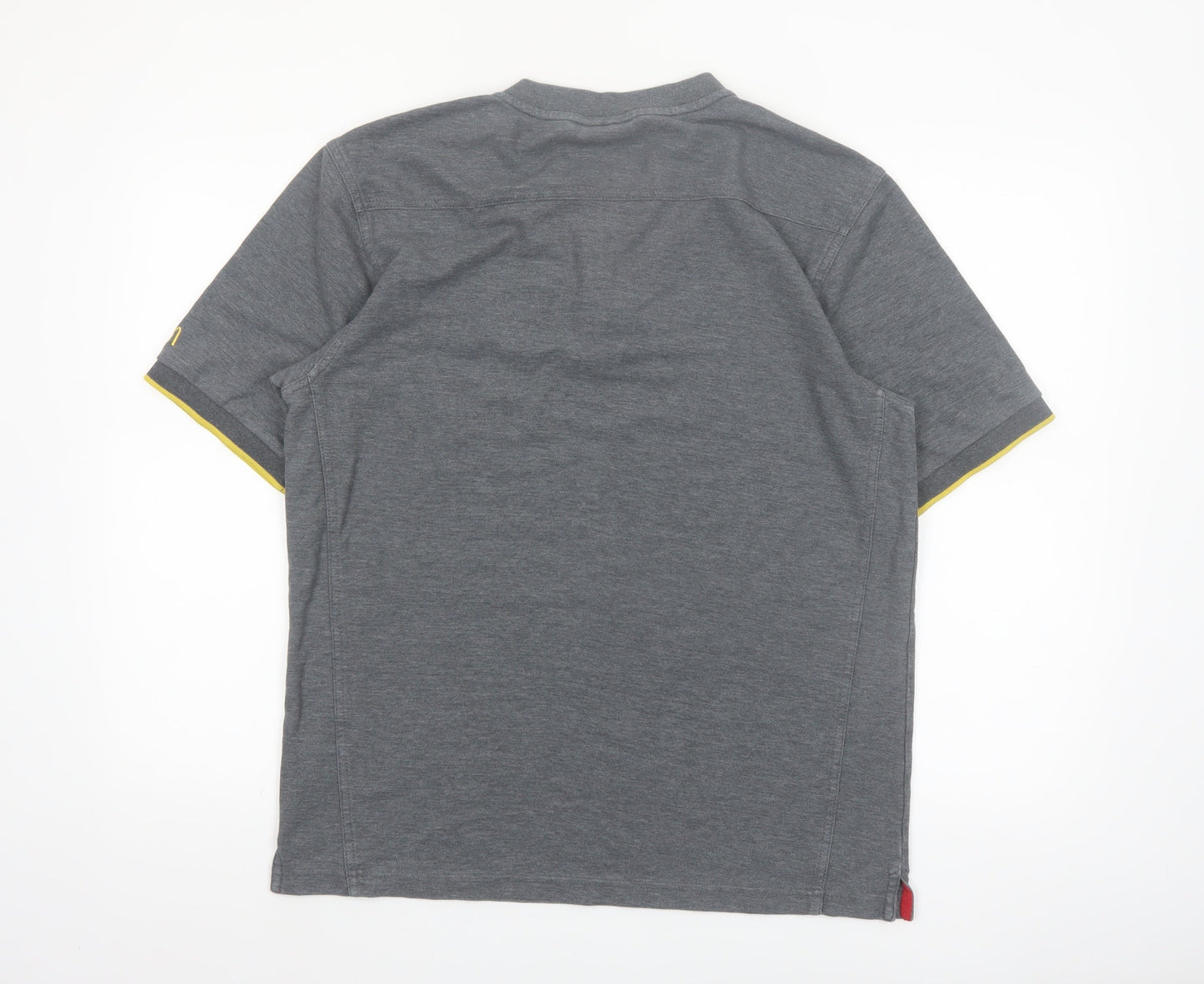 Dimensions Men's Grey Henley Polo Shirt Size M Short Sleeve