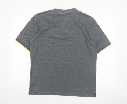 Dimensions Men's Grey Henley Polo Shirt Size M Short Sleeve