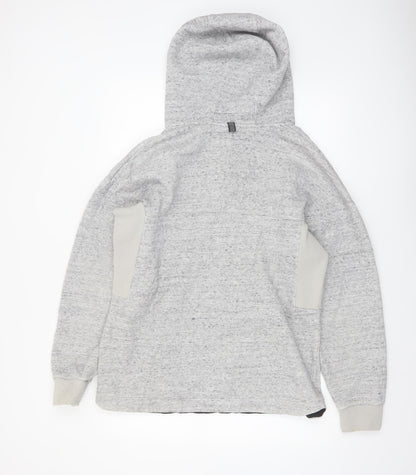 Adidas Men's Grey Henley Hoodie Size M Fleece Pullover