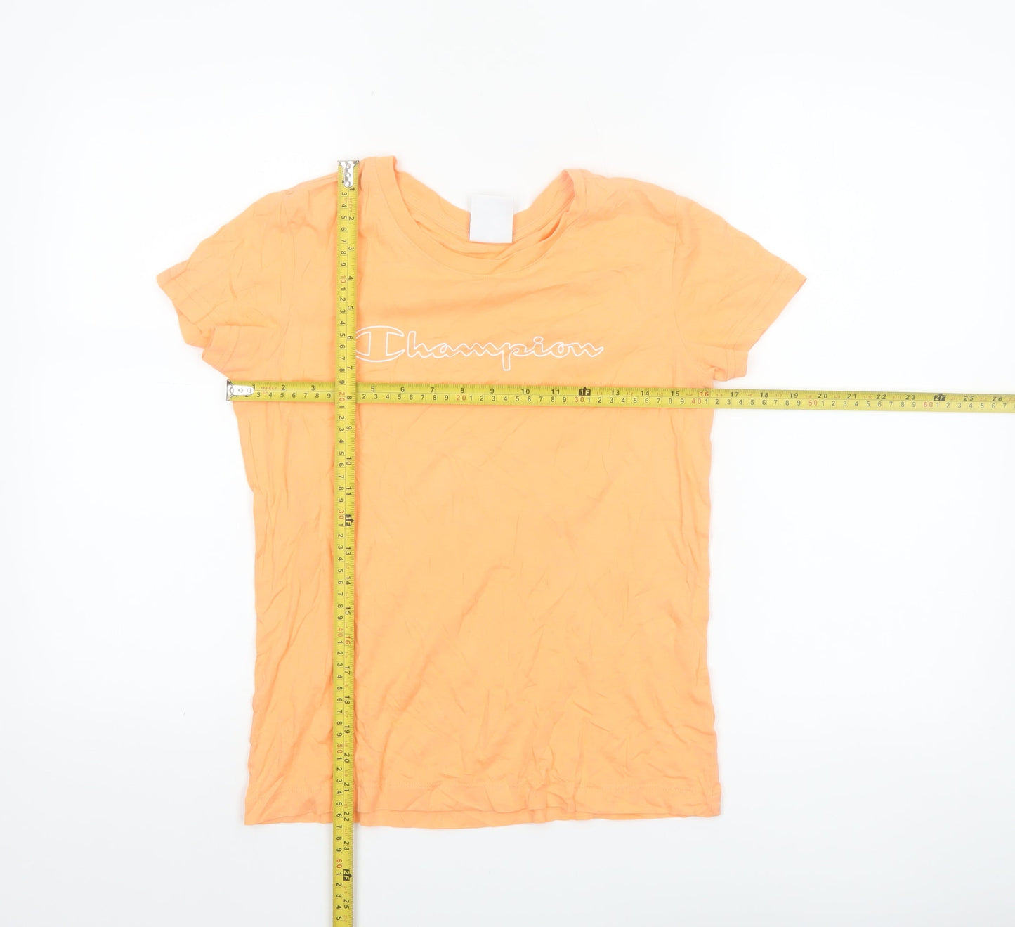 Champion Women's Orange XS Basic Cotton Crew Neck T-Shirt