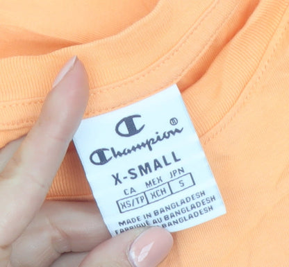 Champion Women's Orange XS Basic Cotton Crew Neck T-Shirt