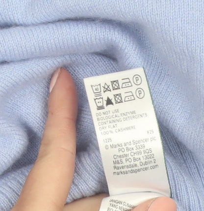 Marks and Spencer Women Blue Size 8 Cashmere Crew Neck Jumper