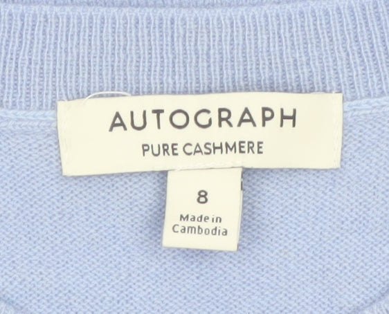 Marks and Spencer Women Blue Size 8 Cashmere Crew Neck Jumper