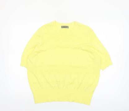 Marks and Spencer Women's Yellow Knit Short Sleeve Jumper Size 18