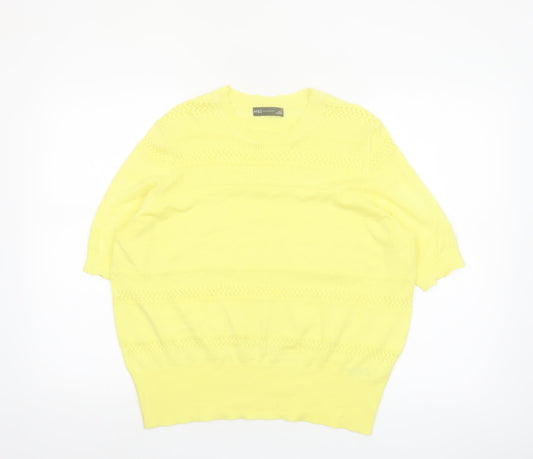 Marks and Spencer Women's Yellow Knit Short Sleeve Jumper Size 18
