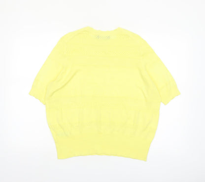 Marks and Spencer Women's Yellow Knit Short Sleeve Jumper Size 18