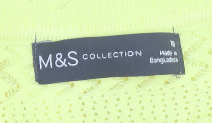 Marks and Spencer Women's Yellow Knit Short Sleeve Jumper Size 18
