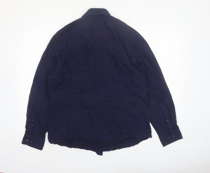 Moss London Men's Navy Slim Fit Long Sleeve Cotton Shirt 16.5in
