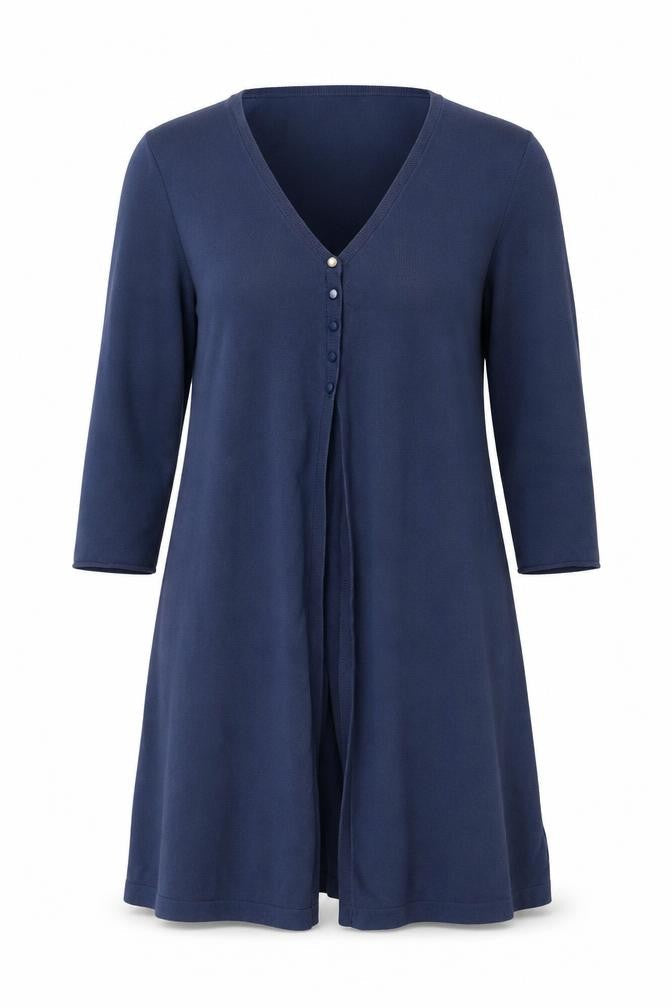 Woolovers Women Blue 3/4 Sleeve V-Neck Cotton Silk Cardigan M