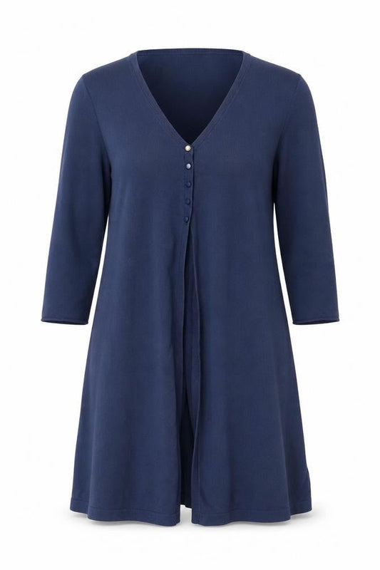 Woolovers Women Blue 3/4 Sleeve V-Neck Cotton Silk Cardigan M