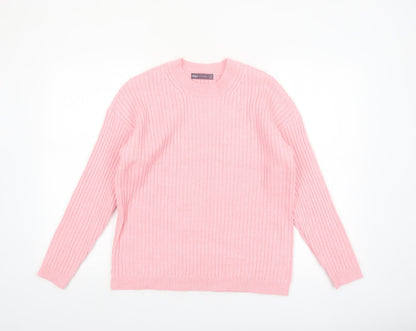 Marks and Spencer Women's Pink Ribbed Knit Pullover Jumper M
