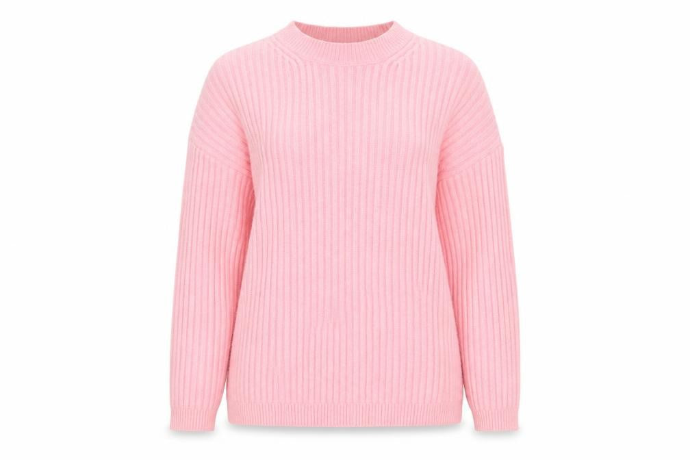 Marks and Spencer Women's Pink Ribbed Knit Pullover Jumper M