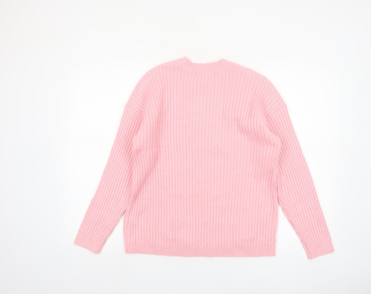 Marks and Spencer Women's Pink Ribbed Knit Pullover Jumper M