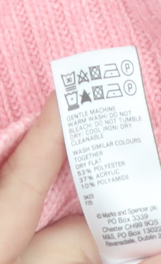 Marks and Spencer Women's Pink Ribbed Knit Pullover Jumper M