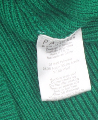 Paisie Women Green Wrap Jumper L V-Neck Long Sleeve Knit