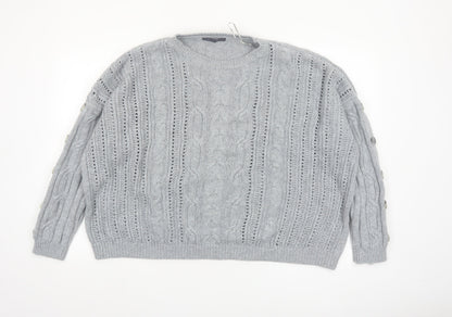 Marks and Spencer Women Grey Cable-Knit Pullover Jumper Size 24