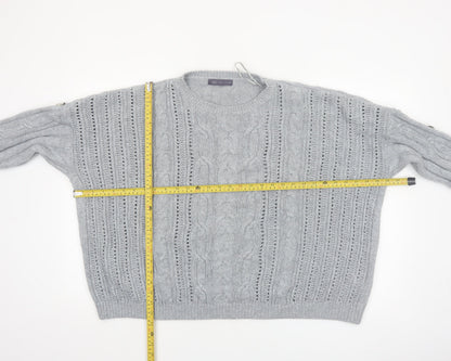 Marks and Spencer Women Grey Cable-Knit Pullover Jumper Size 24