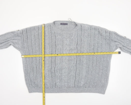 Marks and Spencer Women Grey Cable-Knit Pullover Jumper Size 24
