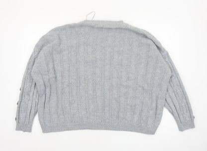 Marks and Spencer Women Grey Cable-Knit Pullover Jumper Size 24