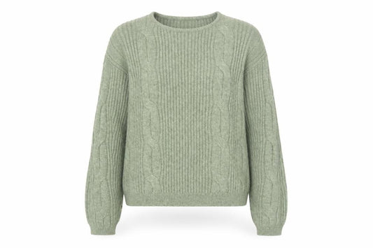 Marks & Spencer Women’s Green Cable-Knit Crew Neck Jumper Size S