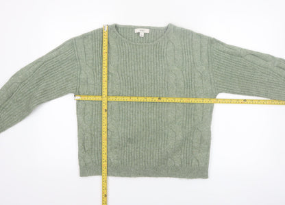 Marks and Spencer Women’s Green Cable-Knit Crew Neck Jumper Size S
