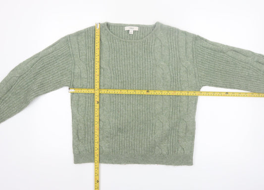 Marks and Spencer Women’s Green Cable-Knit Crew Neck Jumper Size S