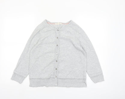 White Stuff Women Grey Cotton Button Cardigan UK 10 Crew Neck