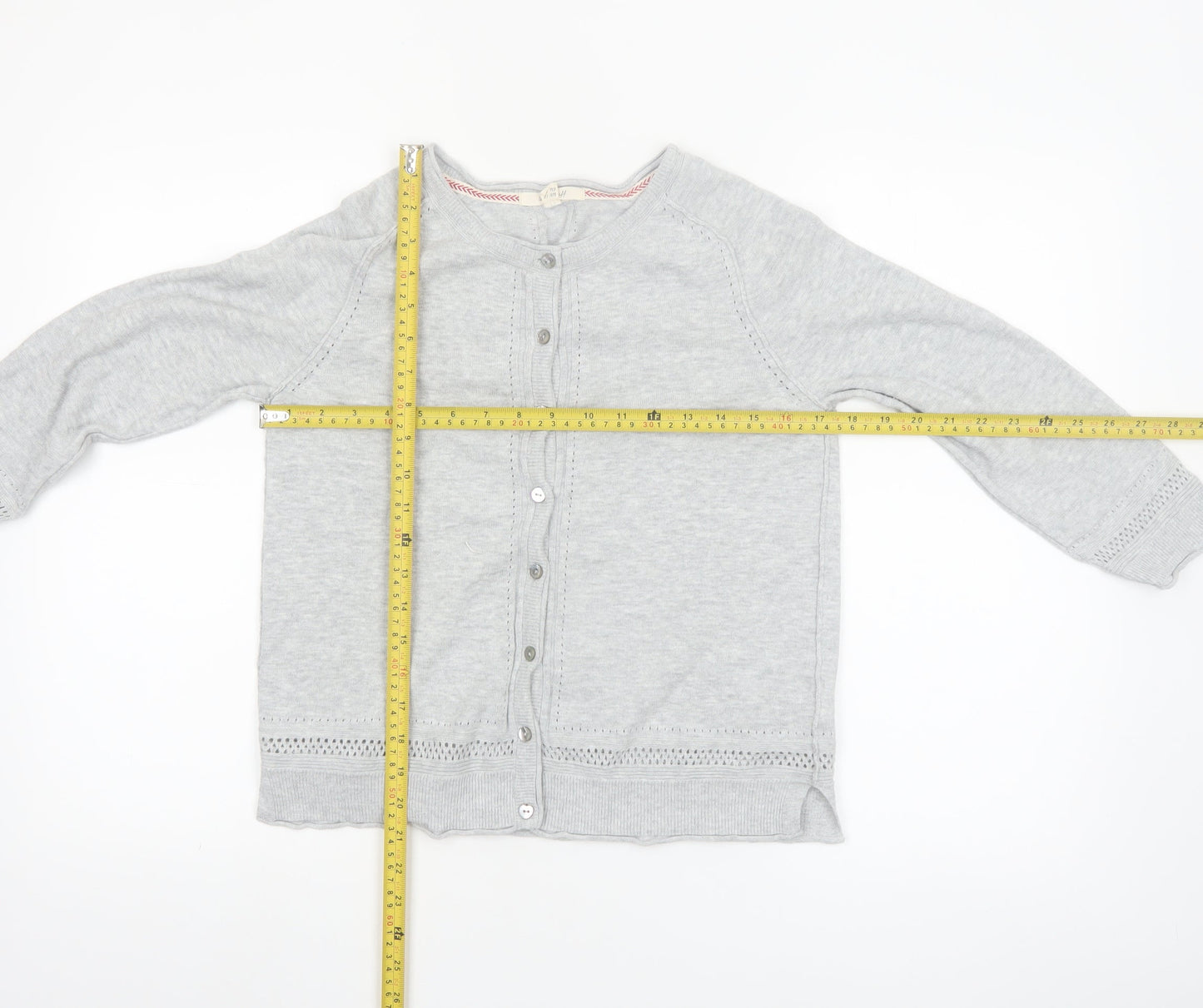 White Stuff Women Grey Cotton Button Cardigan UK 10 Crew Neck
