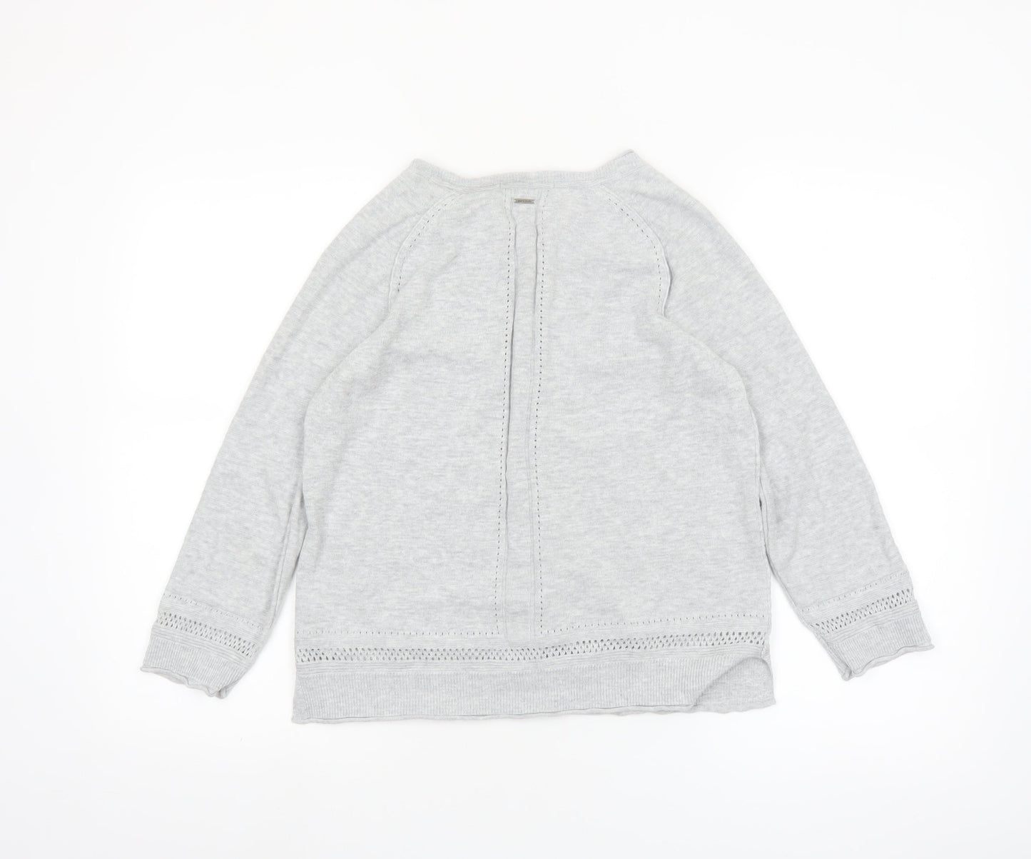 White Stuff Women Grey Cotton Button Cardigan UK 10 Crew Neck