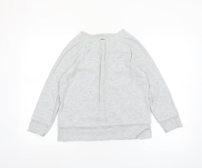 White Stuff Women Grey Cotton Button Cardigan UK 10 Crew Neck