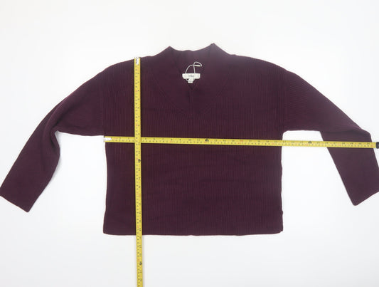 Marks and Spencer Womens Purple V-Neck Ribbed Knit Jumper M