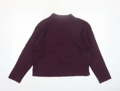 Marks and Spencer Womens Purple V-Neck Ribbed Knit Jumper M