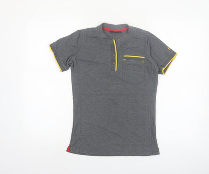 Dimensions Men's Grey Short Sleeve Henley Polo Shirt XS