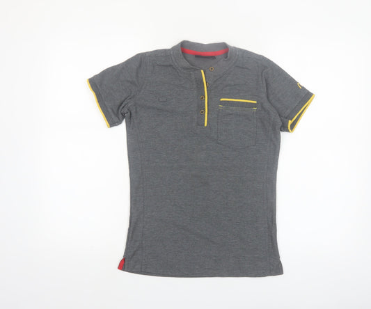 Dimensions Men's Grey Short Sleeve Henley Polo Shirt XS