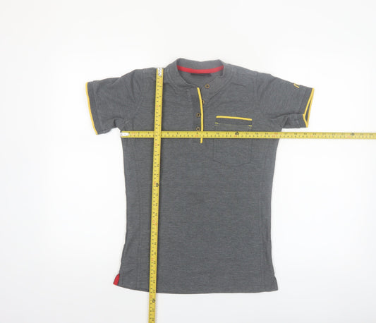 Dimensions Men's Grey Short Sleeve Henley Polo Shirt XS