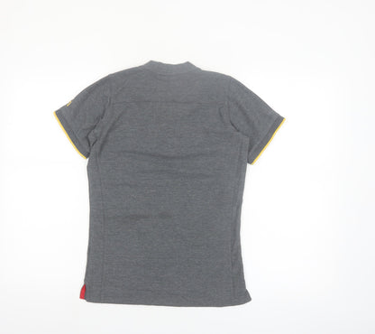 Dimensions Men's Grey Short Sleeve Henley Polo Shirt XS