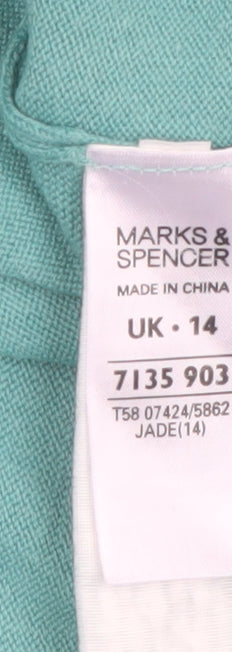 Marks and Spencer Women's Green Size 14 Embroidered Knit Cardigan