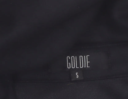 Goldie Women Black Shirt Dress S Polyester Button Stretch