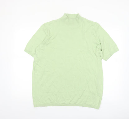 ASOS DESIGN Men's Green XL Mock Neck Short Sleeve Cotton Pullover Jumper