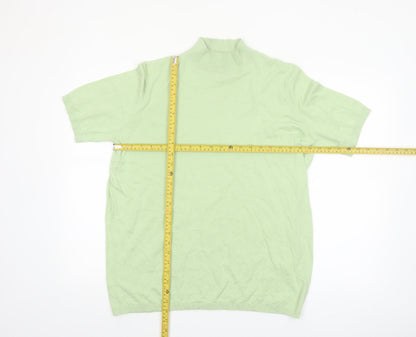 ASOS DESIGN Men's Green XL Mock Neck Short Sleeve Cotton Pullover Jumper
