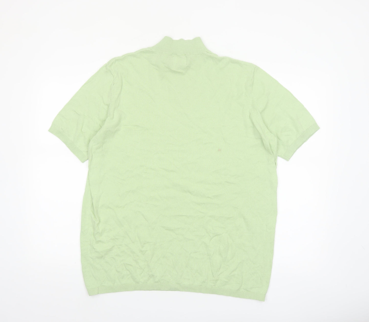 ASOS DESIGN Men's Green XL Mock Neck Short Sleeve Cotton Pullover Jumper