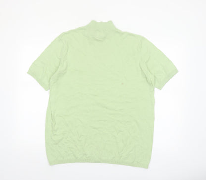 ASOS DESIGN Men's Green XL Mock Neck Short Sleeve Cotton Pullover Jumper