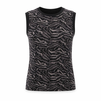 AllSaints Women's Black Animal Print Cotton Sleeveless Tank Top Size S