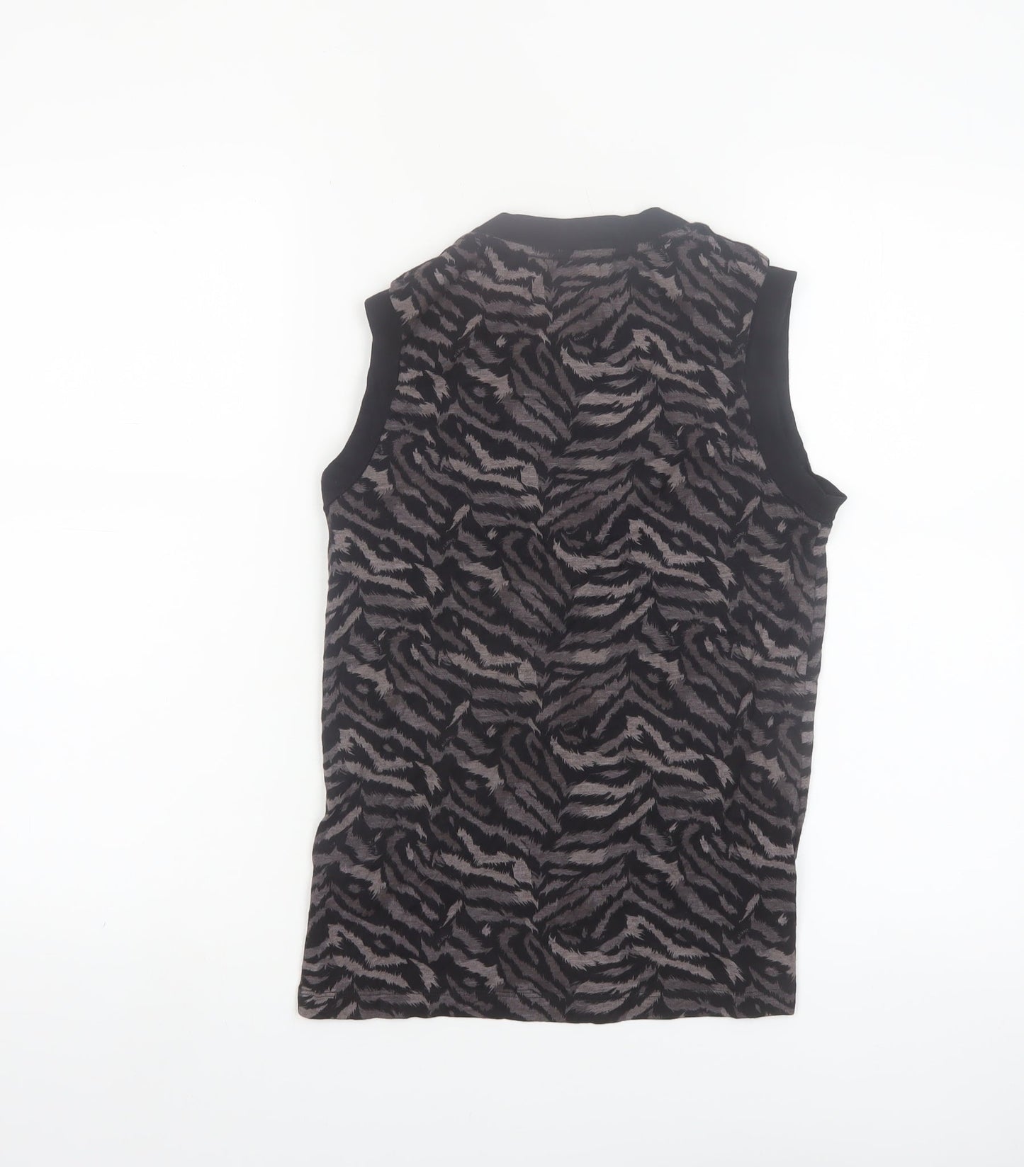AllSaints Women's Black Animal Print Cotton Sleeveless Tank Top Size S
