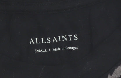 AllSaints Women's Black Animal Print Cotton Sleeveless Tank Top Size S